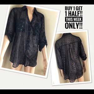 Express The PORTOFINO Black sheer polka dot large